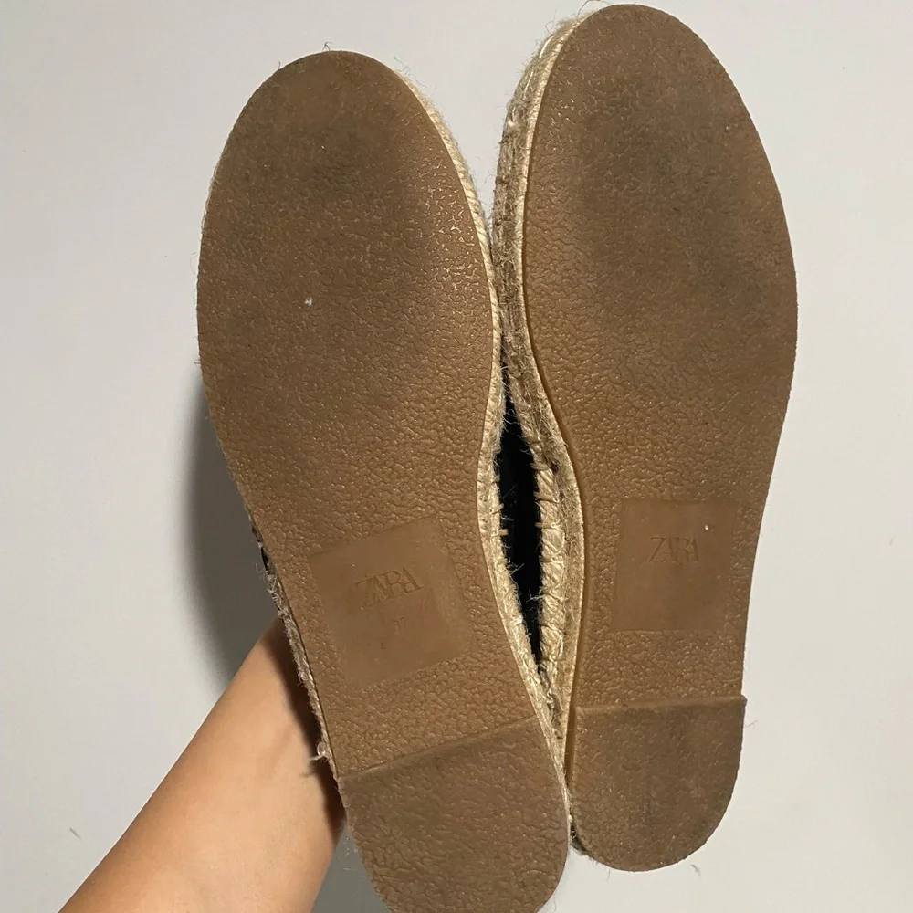 Zara Black Espadrille‎ Mesh Slip On Shoes 37